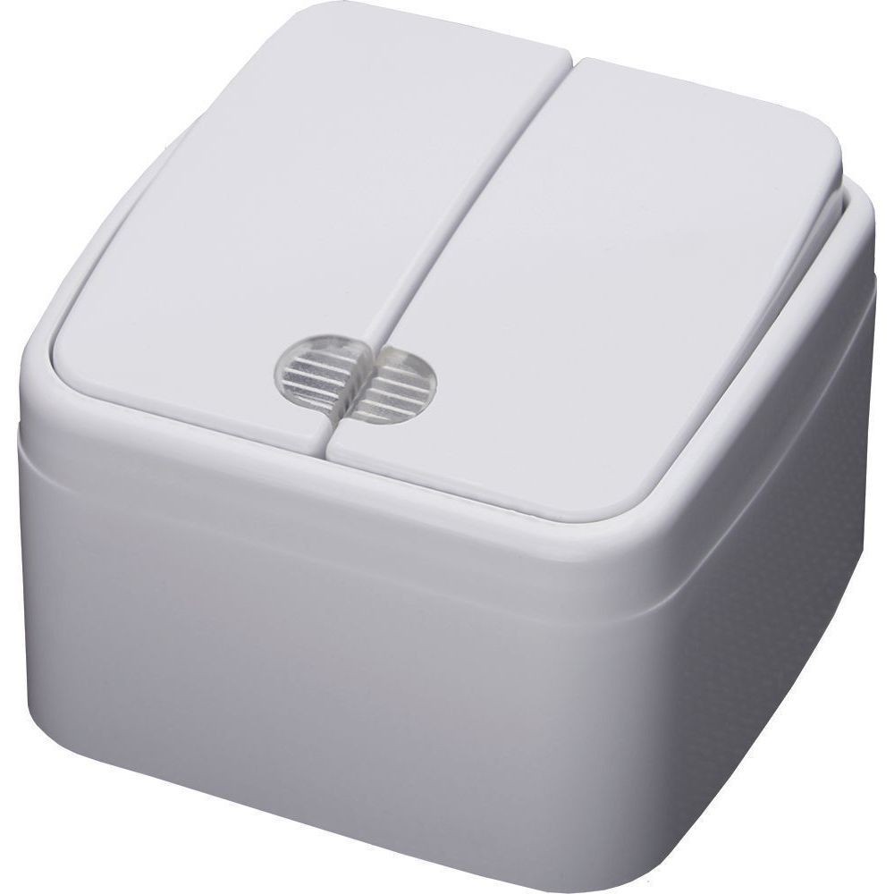 Накладные розетки и выключатели Stekker Выключатель 2-клавишный с индикатором STEKKER PSW10-32-20 открытой установки 10А IP20 Basic белый 39