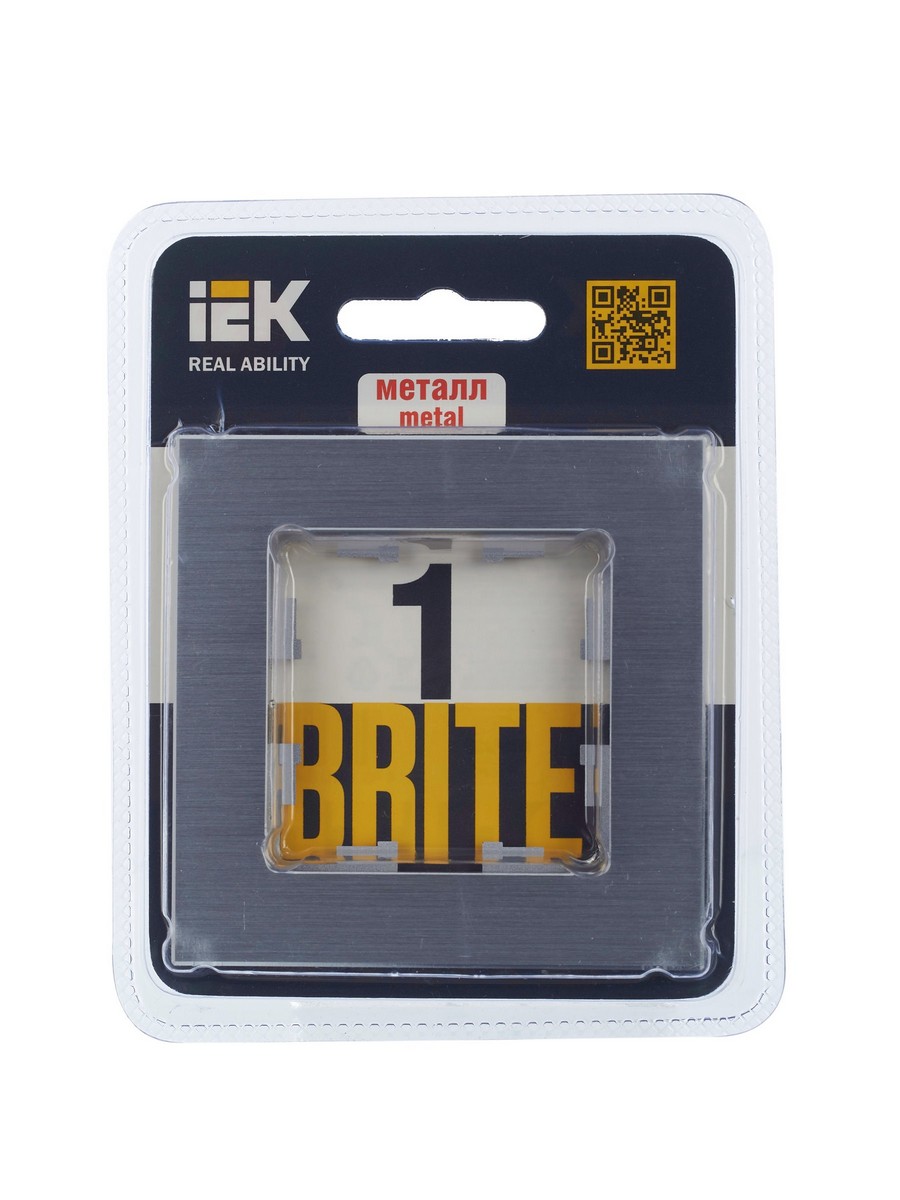 IEK Brite Рамки Рамка IEK BRITE 1-местная РУ-1-1-БрА металл алюминий BR-M12-M-K47