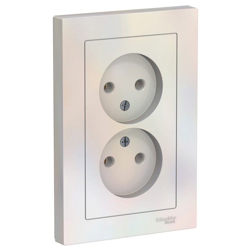 AtlasDesign Жемчуг Розетка Systeme Electric AtlasDesign Жемчуг б/з двойная, 16А, в сборе ATN000420
