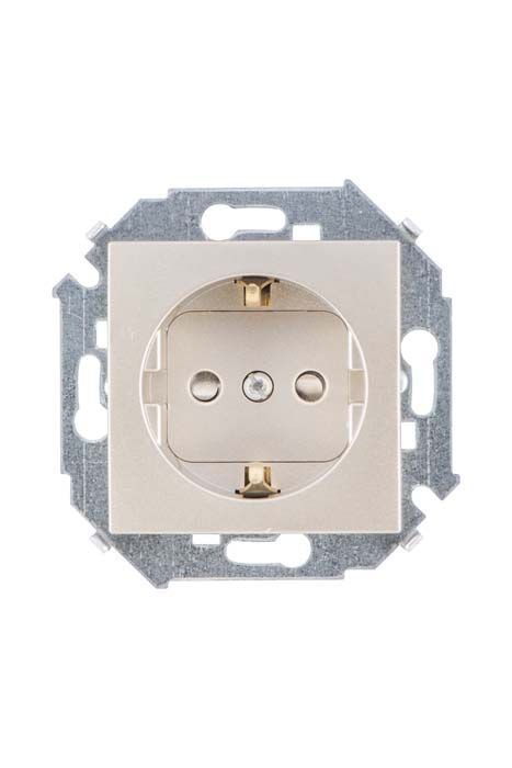 Розетки и выключатели Simon 15 Шампань Розетка с/з Simon 15 Шампань со шторками 16А 1591443-034