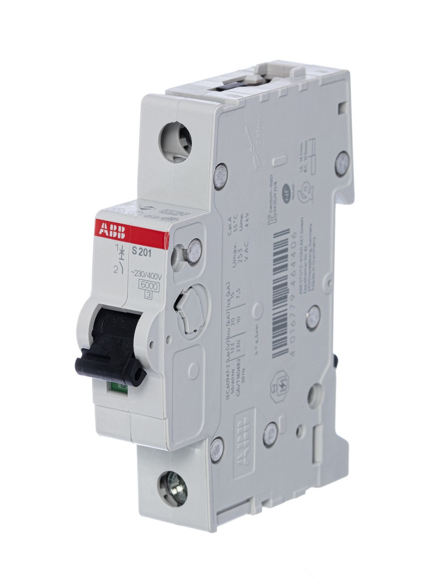 1 полюсные (однополюсные) Автоматический выключатель ABB S201 6A (B) 6kA 2CDS251001R0065