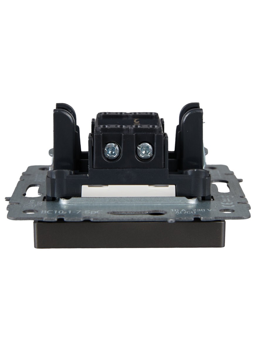 IEK Brite Сталь Выключатель IEK BRITE BASE Сталь 1-кл. прох. с инд. 10А ВС10-1-7-БрС BR-V12-1-10-K46