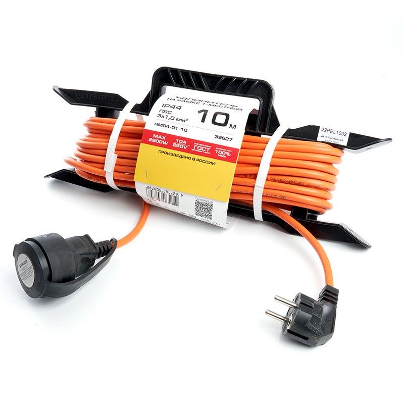 Колодки и удлинители, тройники Удлинитель-шнур на рамке  с/з Stekker HM04-01-10 (US1) 3*1,0мм2 10м 220В 10А Home оранжевый 39627 