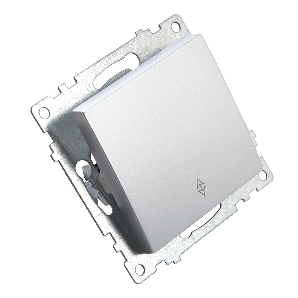 Катрин - Розетки и выключатели Stekker Переключатель 1-клавишный STEKKER GLS10-7105-03 250V 10А Катрин серебро 39576