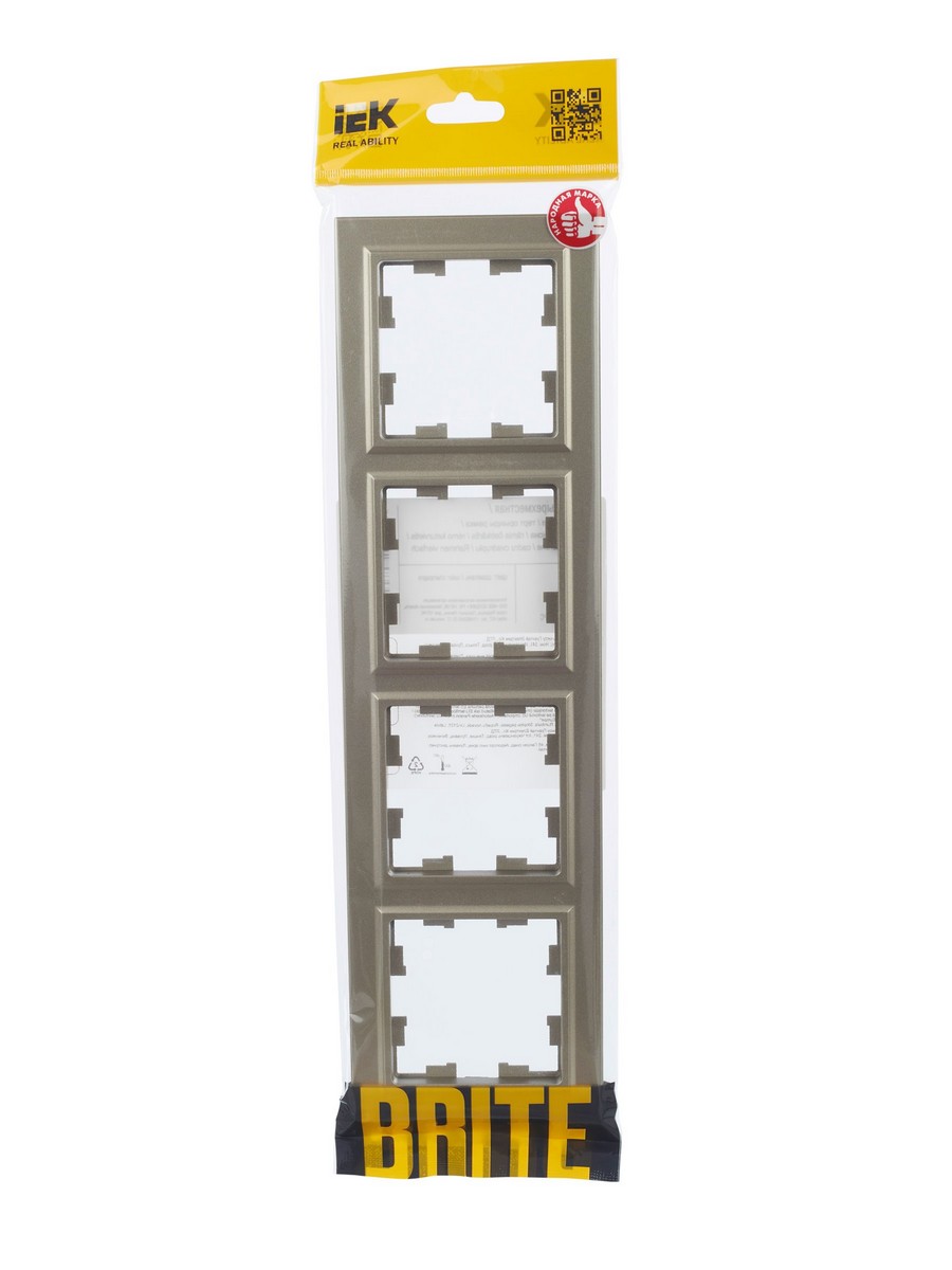 IEK Brite Рамки Рамка IEK BRITE 4-местная РУ-4-БрШ шампань BR-M42-K37