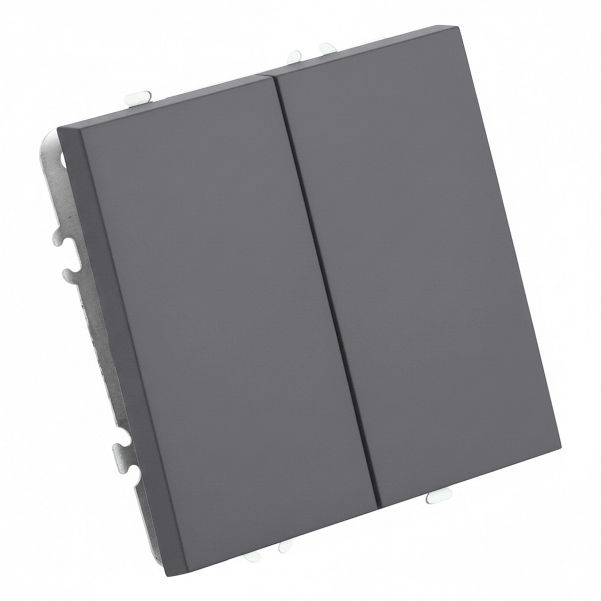 Эмили - Розетки и выключатели Stekker Выключатель 2-клавишный STEKKER Эмили RSW10-5104-10ZK платиново-серый, soft touch 50239