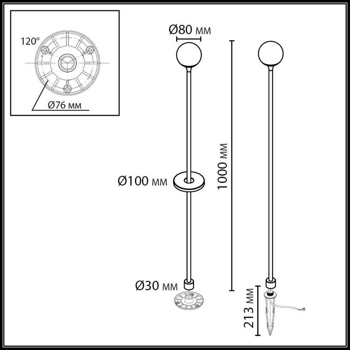 Светодиодные ландшафтные светильники Ландшафтный светильник ODEON LIGHT 7120/3GLB DEW 