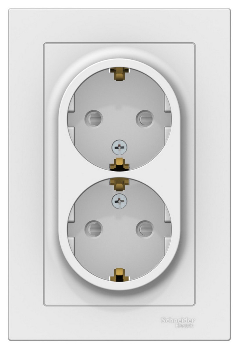 AtlasDesign Лотос Розетка Systeme Electric AtlasDesign Лотос двойная с/з со 16А, в сборе ATN001326