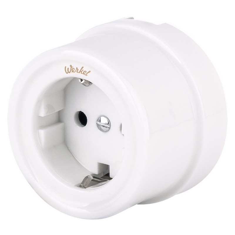 Werkel Ретро Розетка Werkel ретро WL18-03-01 с заземлением (белый)