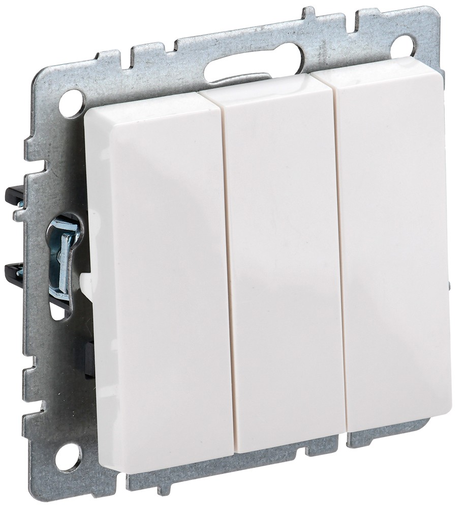 IEK Brite Белый Выключатель IEK BRITE 3-клавишный 10А ВС10-3-0-БрБ белый BR-V30-0-10-K01