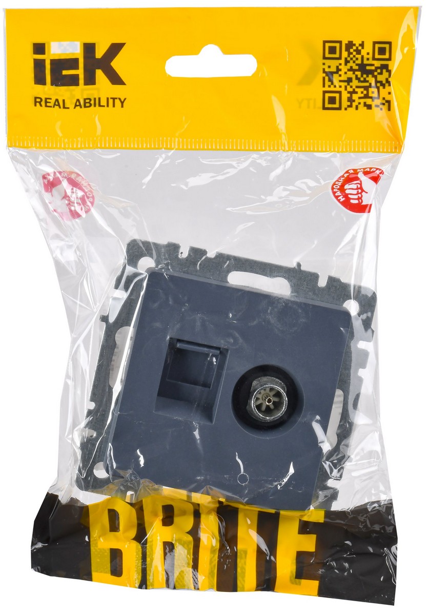 IEK Brite Маренго Розетка IEK BRITE двойная TV+RJ45 кат.5E РТВ/РК12-БрМ маренго BR-AK20-1-K35