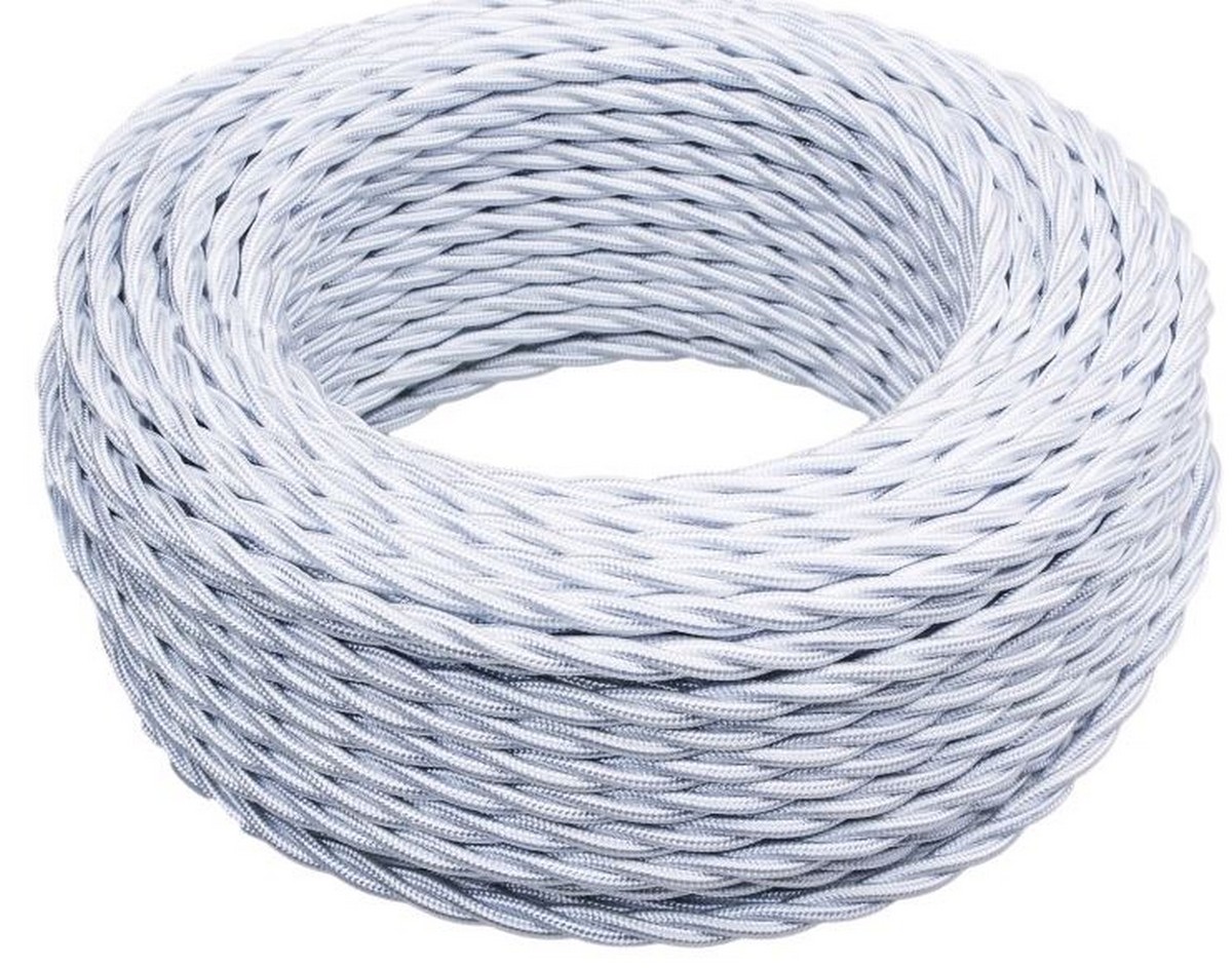 Витой ретро провод (кабель) Витой провод BIRONI Белый глянец 2*0,75 50м B1-422-071-50 