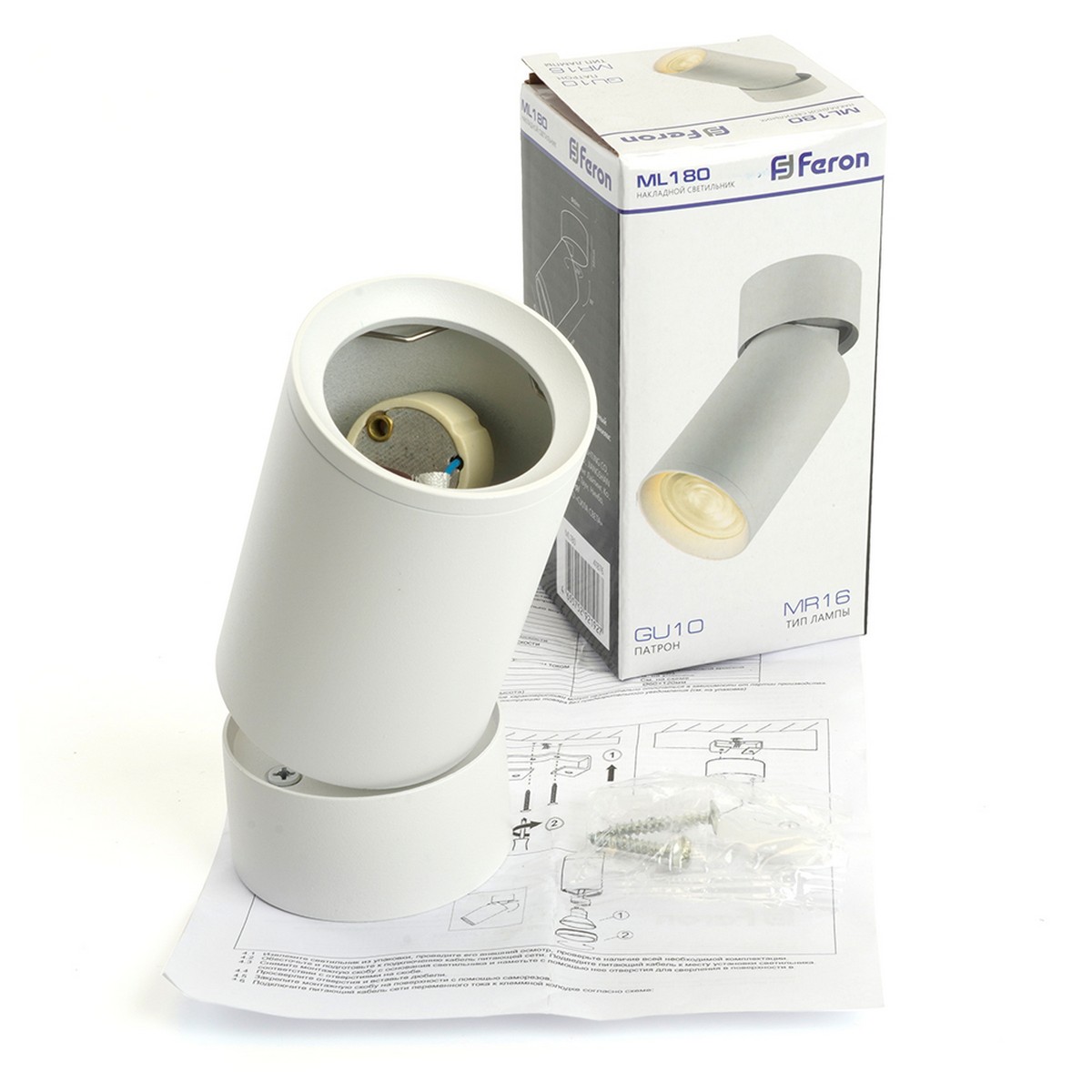 Светильники споты светодиодные Светильник спот Feron ML180 накладной под лампу GU10 белый 41876 
