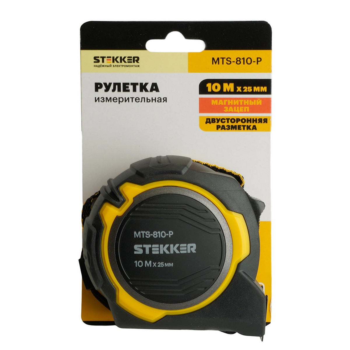 Рулетка STEKKER MTS-810-P 10 м х 25 мм, магнит, двухстороннее нанесение 50212 фото
