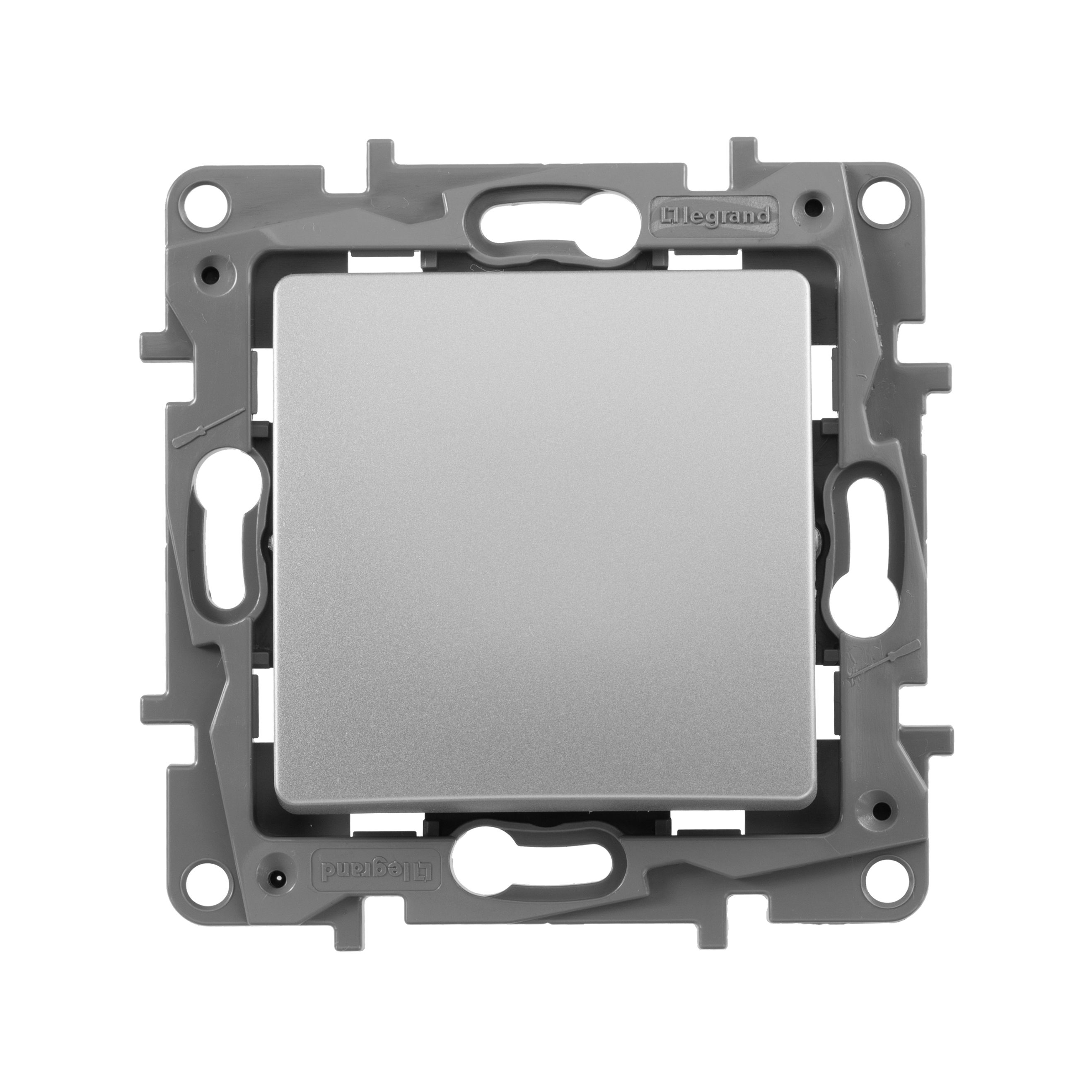 Legrand Etika Алюминий Выключатель Legrand Etika алюминий 1-клавишный, авт.клеммы, 10AX, 250 В 672401