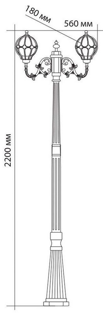 Уличные светильники столб Уличный светильник Feron PL3708 столб круглый 2*60W 230V E27, черное золото11384 