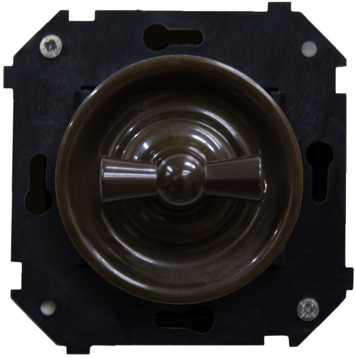 Bironi Лизетта - Ретро розетки и выключатели Выключатель BIRONI Шедель Пластик Коричневый проходной 1-кл (скрытый монтаж) B3-201-22