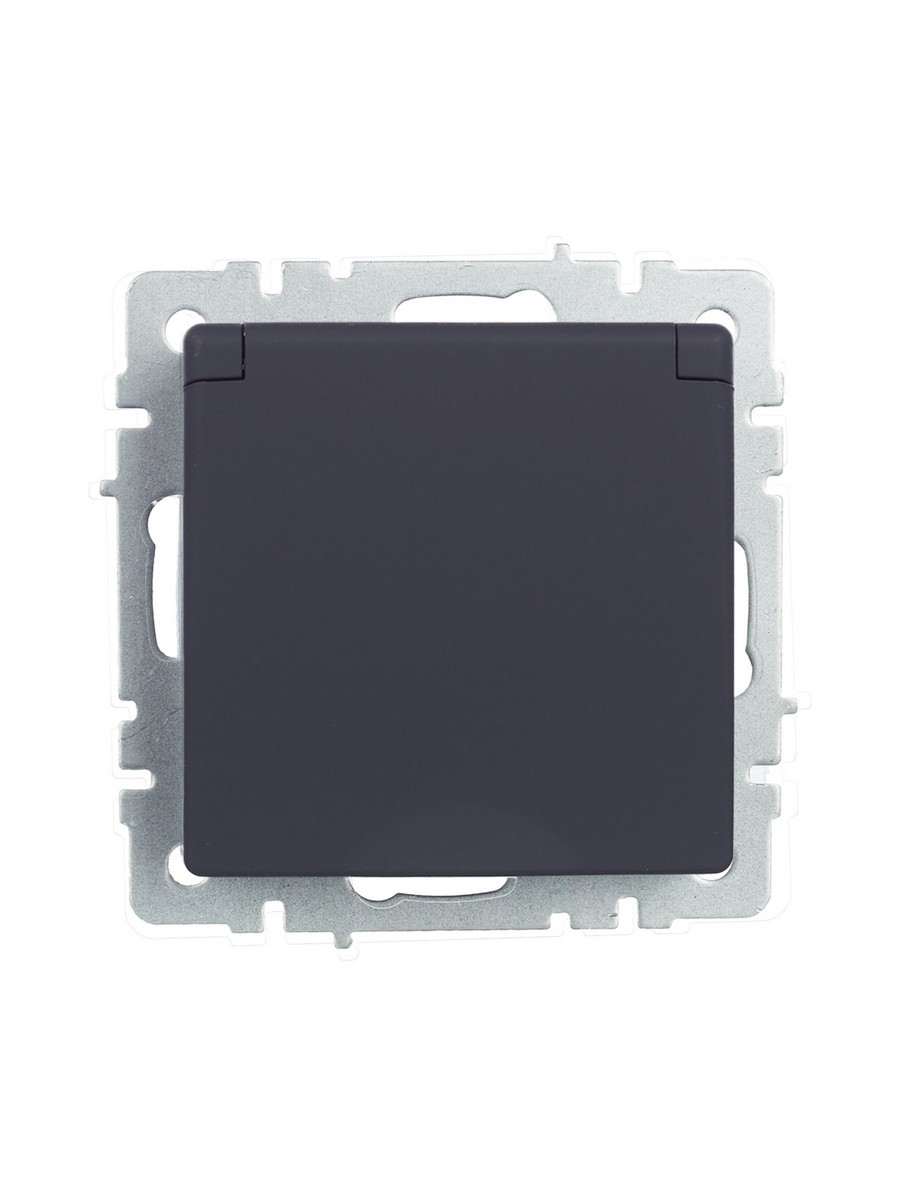 IEK Brite Графит Розетка IEK BRITE с/з с шторками и крышкой 16А IP44 РСбш10-3-44-БрГ графит BR-R16-16-44-K53