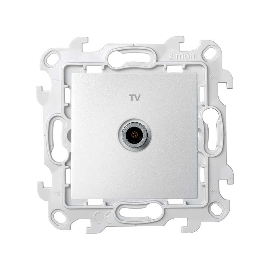 Розетки и выключатели Simon 24 Алюминий Розетка TV Simon 24 Алюминий проходная 2410475-033
