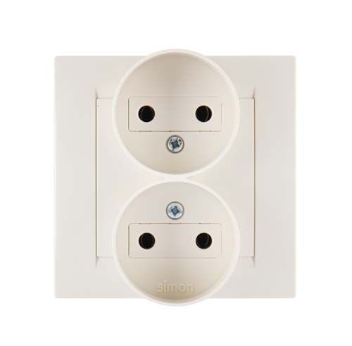 Розетки и выключатели Simon 15 Бежевый Розетка б/з Simon 15 Бежевая 2-ая литая (в сборе с рамкой) 1590457-031