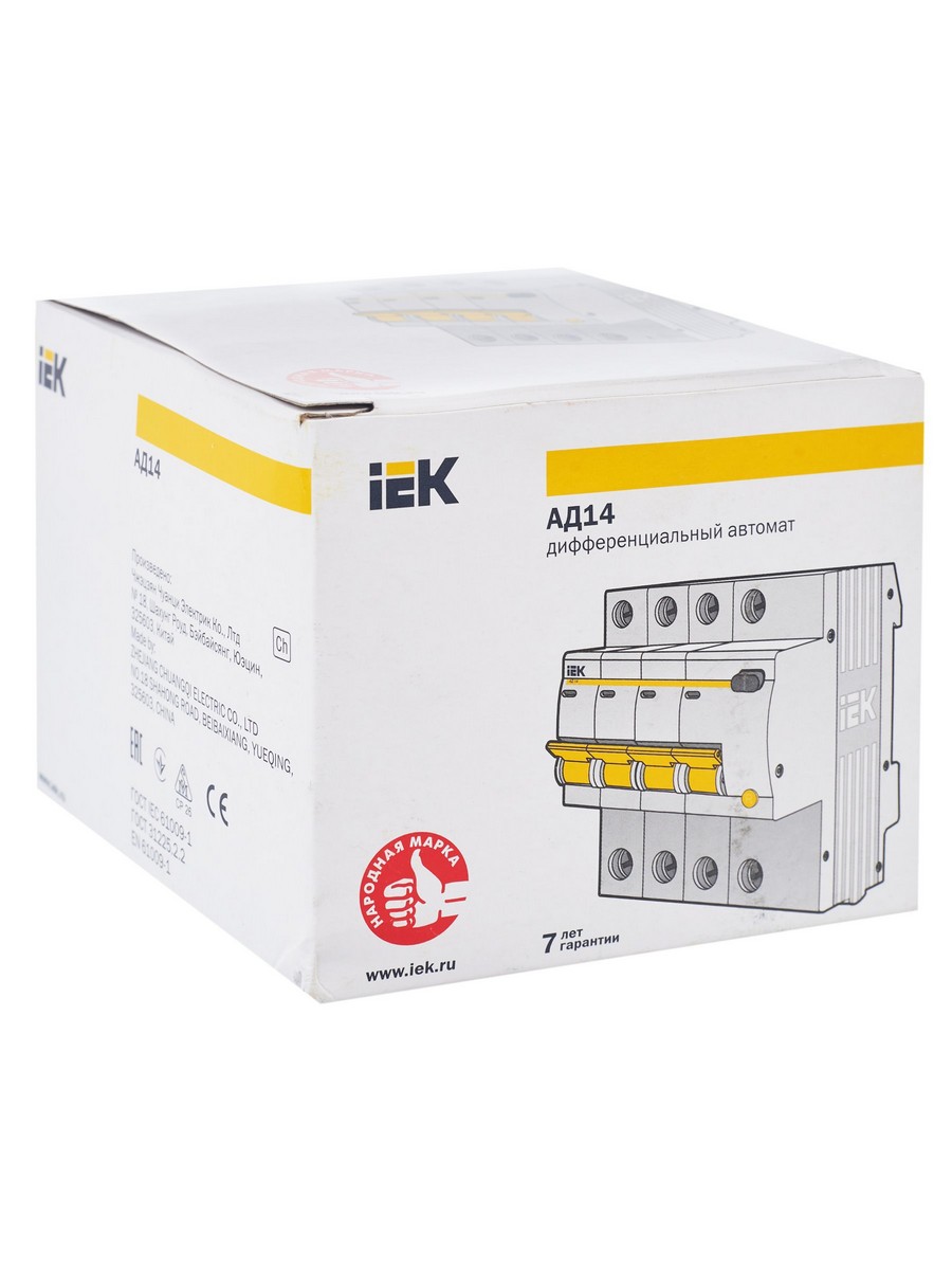 IEK Дифференциальный автоматический выключатель IEK KARAT АД14 4P 16A 30мА MAD10-4-016-C-030 