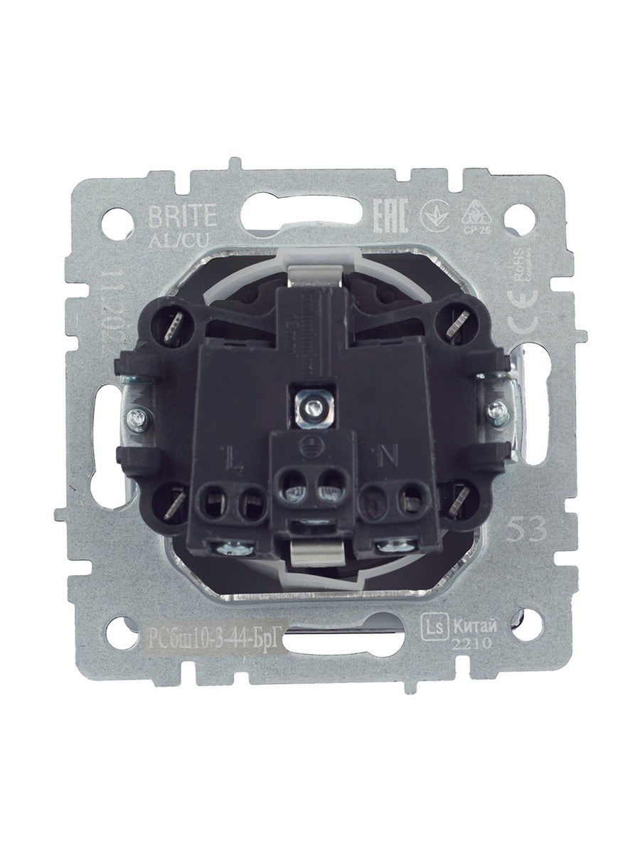 IEK Brite Графит Розетка IEK BRITE с/з с шторками и крышкой 16А IP44 РСбш10-3-44-БрГ графит BR-R16-16-44-K53