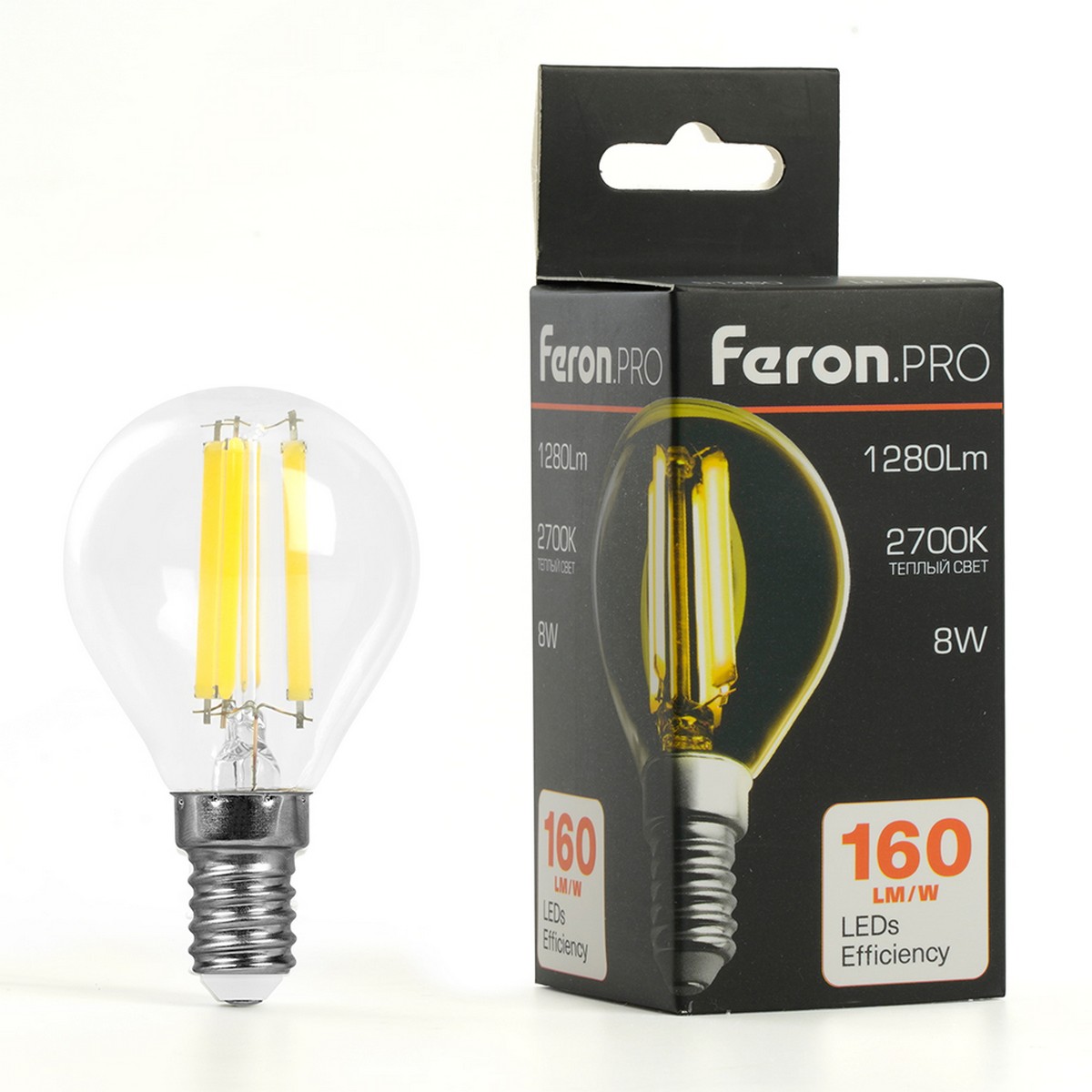 E14 Лампа светодиодная Feron.PRO LB-1708 Шарик E14 8W 175-265V 2700K 51259 