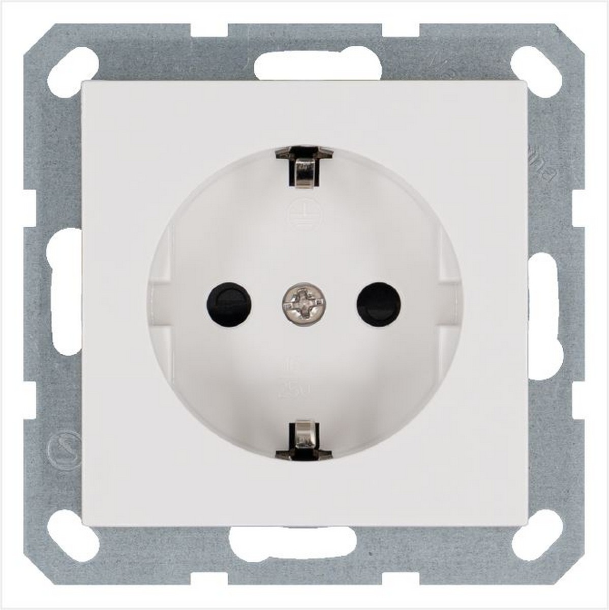 JASMART G - розетки и выключатели Розетка JASMART SCHUKO с защитными шторками Белый глянцевый G5501W