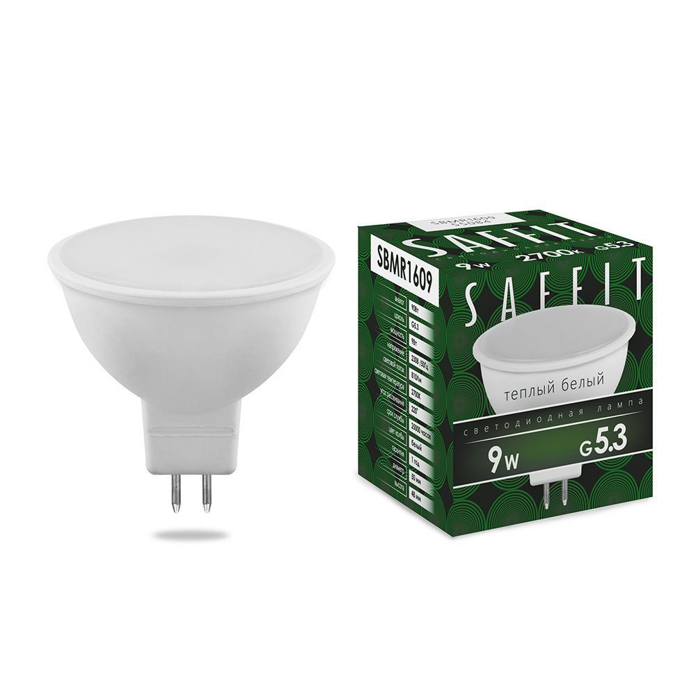 MR11/MR16/GU5.3 Лампа светодиодная SAFFIT SBMR1609 MR16 GU5.3 9W 2700K 55084 