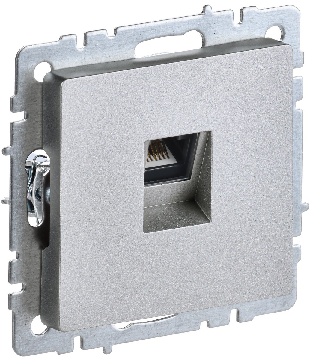 IEK Brite Алюминий Розетка компьютерная IEK BRITE BASE Алюминий RJ45 кат.6 РК11-БрА BR-K10-2-K47