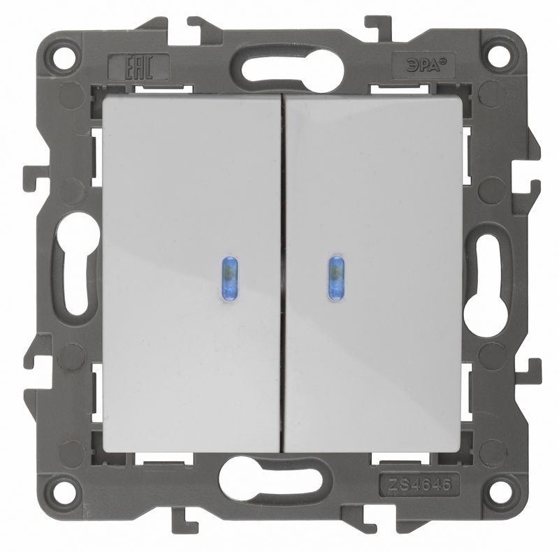 Розетки и выключаиели ЭРА Elegance Белый Выключатель ЭРА Elegance Белый 2-кл с подсветкой 14-1105-01 Б0034237