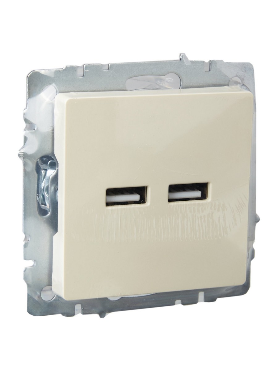 IEK Brite Бежевый Розетка IEK BRITE USB A+A 3,1А РЮ10-1-БрКр бежевый BR-U21-D31-K10