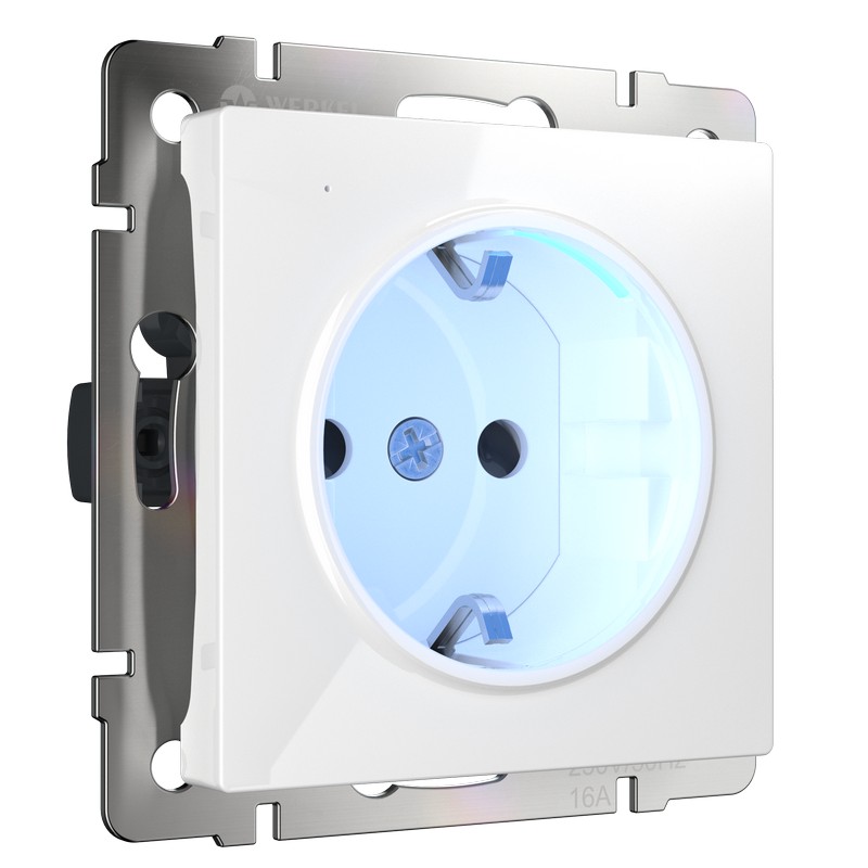 Werkel Белый механизмы Розетка Werkel с заземлением и подсветкой (белая) W1171401