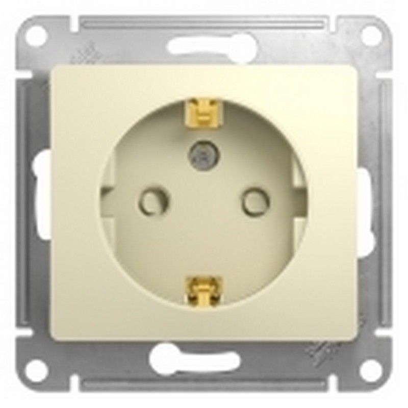 Glossa Бежевый Розетка Systeme Electric Glossa Бежевый с заземлением со шторками GSL000245