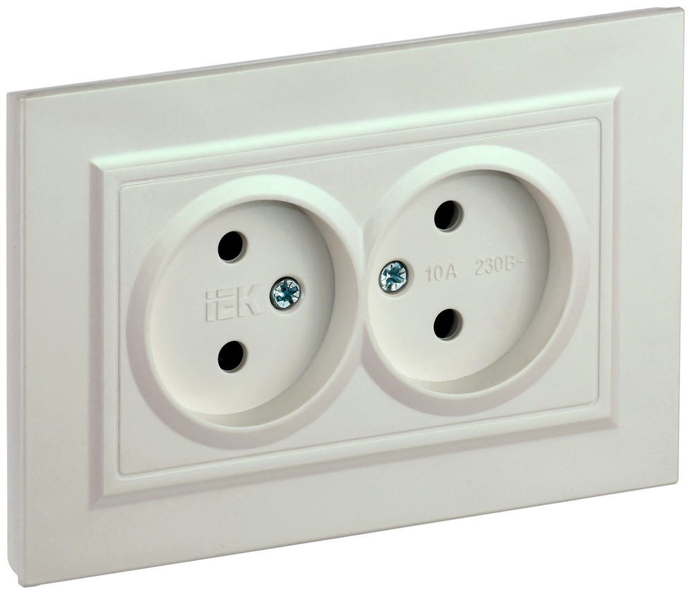 IEK Brite Жемчуг Розетка IEK BRITE Жемчуг 2-я без з/к/ш 10А в сборе РС12-2-БрЖ BR-R20-10-K36-F