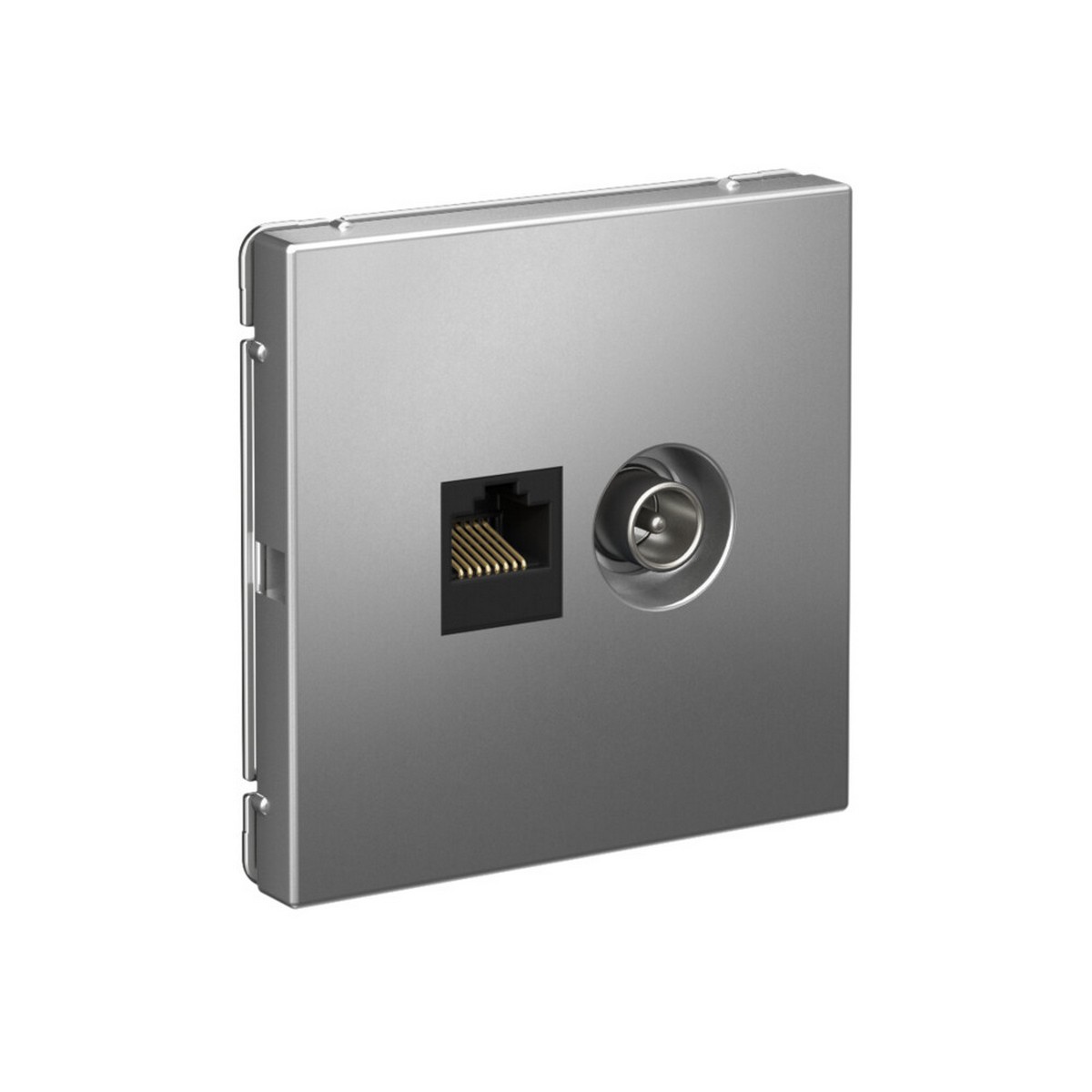 ArtGallery Сталь Розетка Systeme Electric ArtGallery Сталь двойная ТВ + компьютерная RJ45 кат. 5Е GAL000989