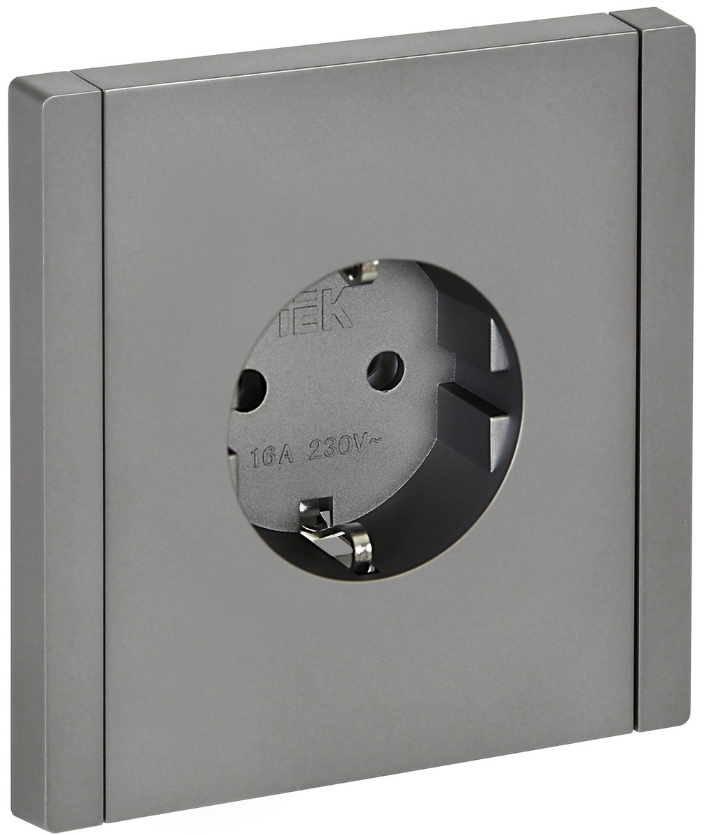 IEK FORTE&PIANO Сталь Розетка IEK FORTE&PIANO Сталь с/з безвинтовое крепление 16А FP514
