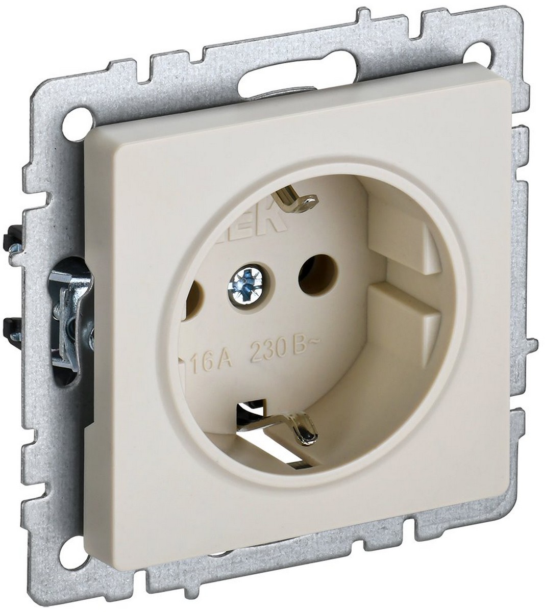 IEK Brite Бежевый Розетка IEK BRITE с/з без шторок 16А РС11-1-0-БрКр бежевый BR-R11-16-K10