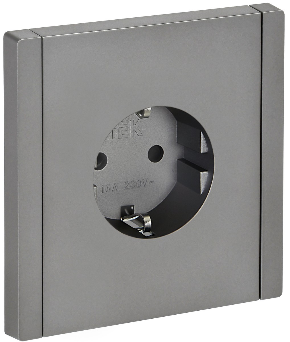 IEK FORTE&PIANO Сталь Розетка IEK FORTE&PIANO Сталь с/з со шт безвинтовое крепление 16А FP513