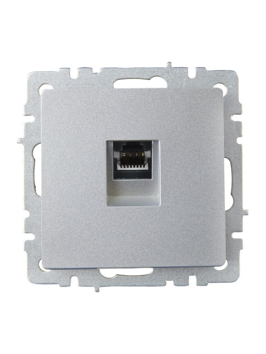 IEK Brite Алюминий Розетка компьютерная IEK BRITE BASE Алюминий RJ45 кат.6 РК11-БрА BR-K10-2-K47