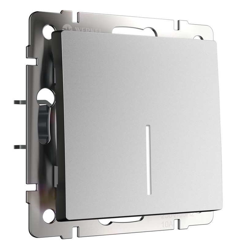 Werkel Серебряный матовый Выключатель Werkel одноклавишный с подсветкой (серебряный матовый) W1110165