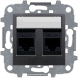 Механизмы ABB Zenit Антрацит Розетка телефонная двойная 6 контактов ABB ZENIT (антрацит)