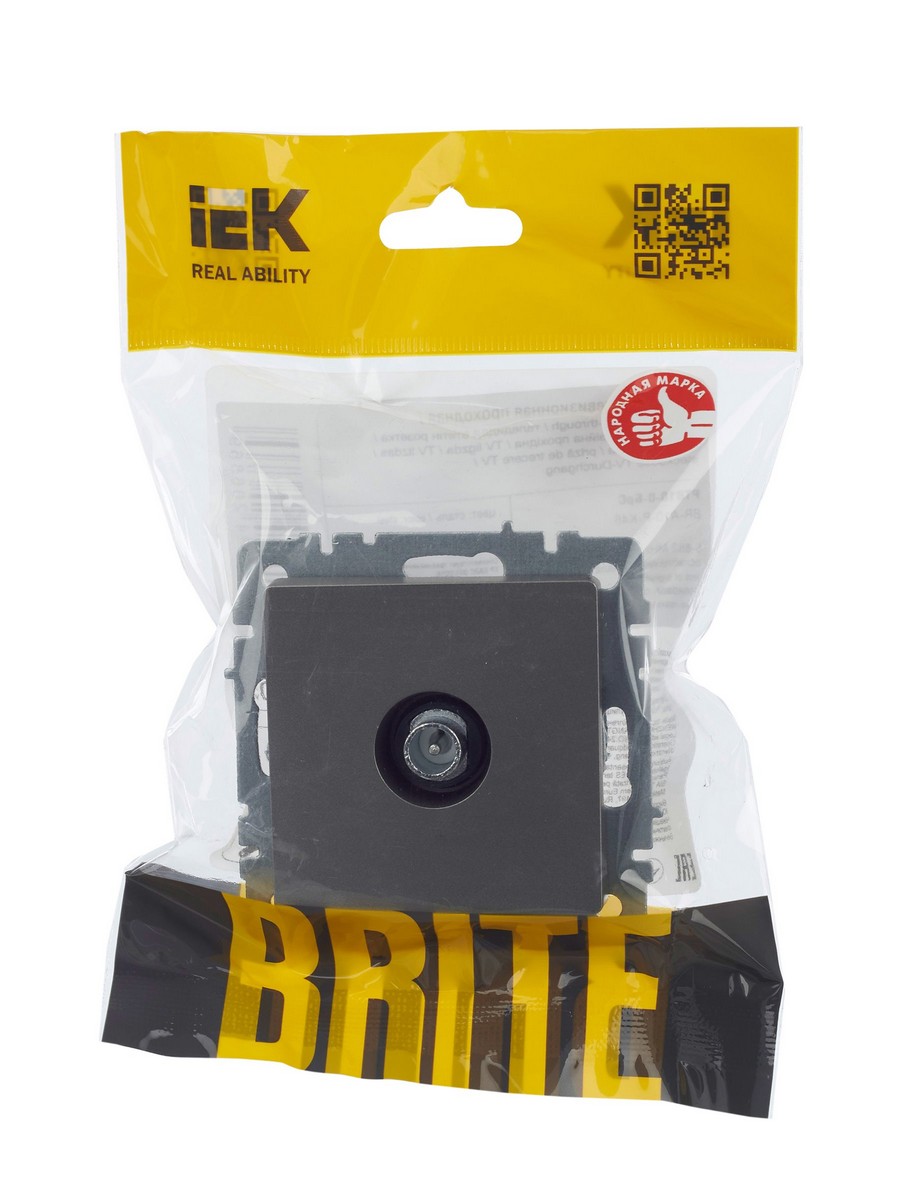 IEK Brite Сталь Розетка IEK BRITE TV проходная РТВ10-0-БрС сталь BR-A10-P-K46