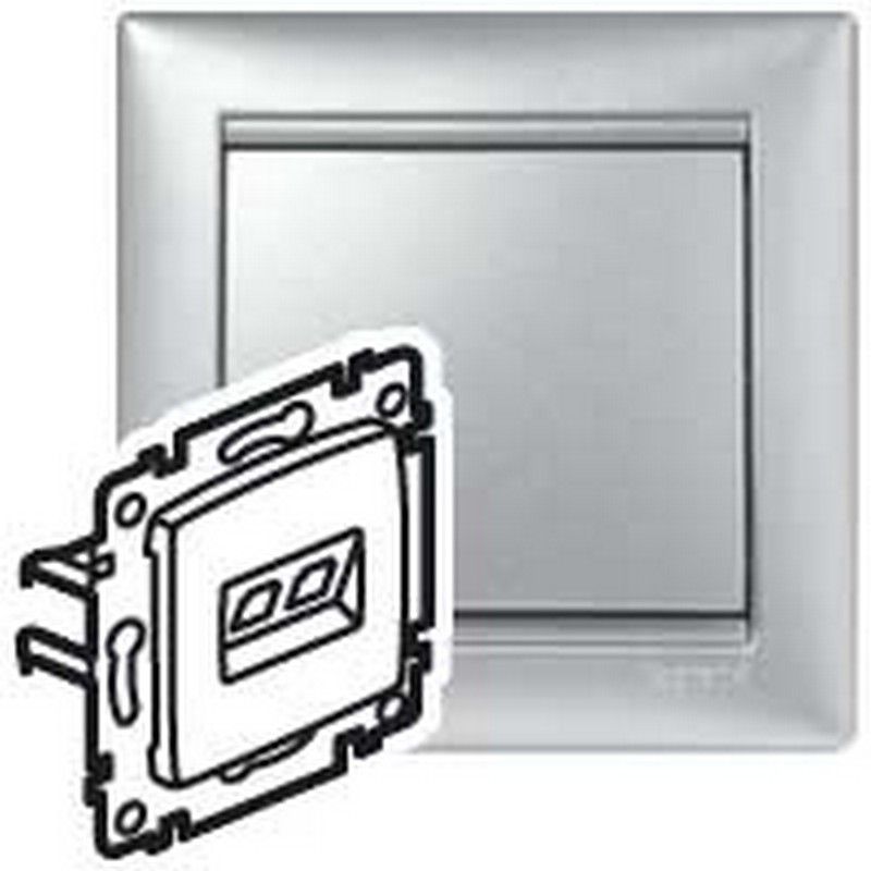 Legrand Valena Classic Алюминий Розетка компьютерная RJ45 Legrand Valena Алюминий 1-ая 5кат.крепление винт.с лапками 770230