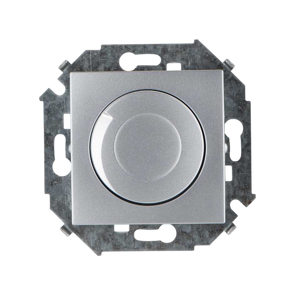 Розетки и выключатели Simon 15 Алюминий Светорегулятор Simon 15 Алюминий поворотно-нажимной 500Вт 1591311-033