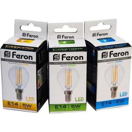 E14 Лампа светодиодная Feron LB-61 Шарик E14 5W 6400K 230V 25580 