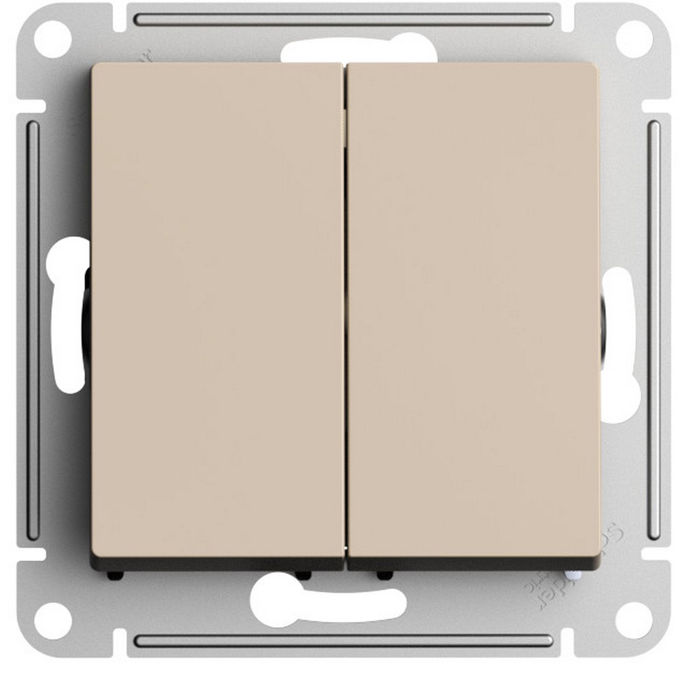 AtlasDesign Песочный Переключатель Systeme Electric AtlasDesign Песочный 2-клавишный перекрестный, 2 x сх. 7 10АХ, механизм ATN001273