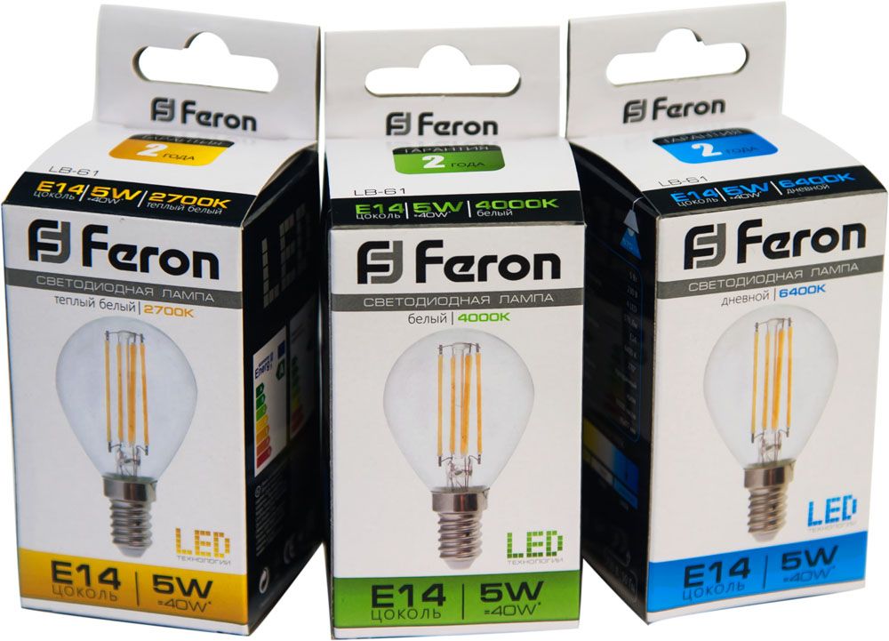 E14 Лампа светодиодная Feron LB-61 Шарик E14 5W 4000K 230V 25579 