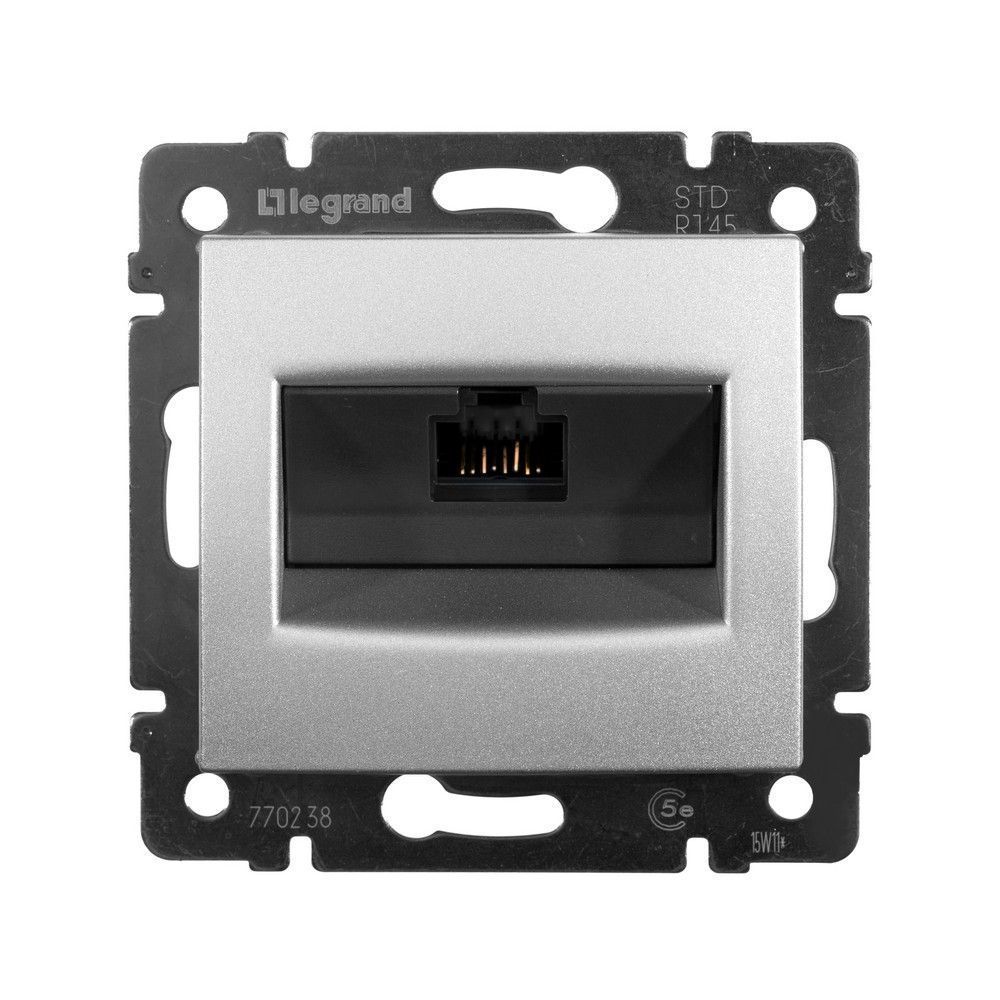 Legrand Valena Classic Алюминий Розетка компьютерная RJ45 Legrand Valena Алюминий 1-ая 5кат.крепление винт.(без лапок) UTP 770238