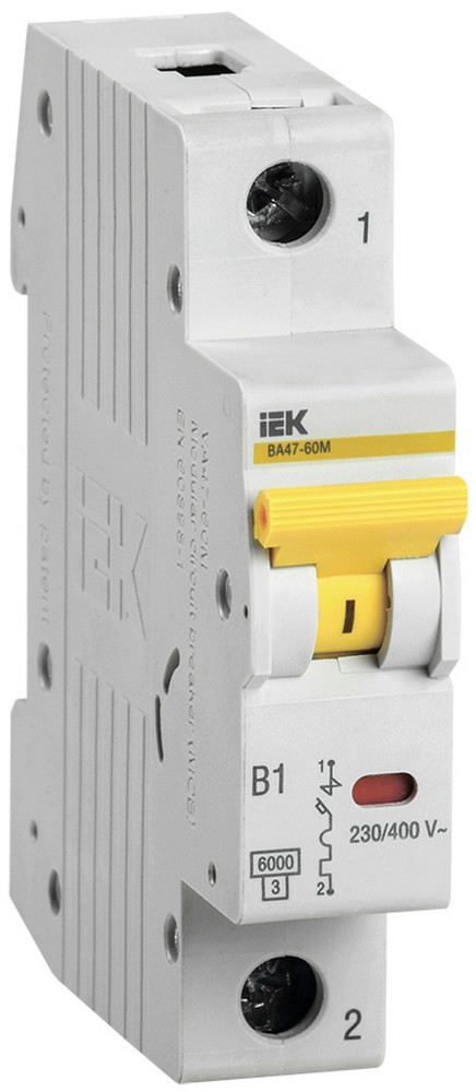 1 полюсные (однополюсные) Автоматический выключатель IEK KARAT ВА47-60M 1Р 10А 6кА B MVA31-1-010-B